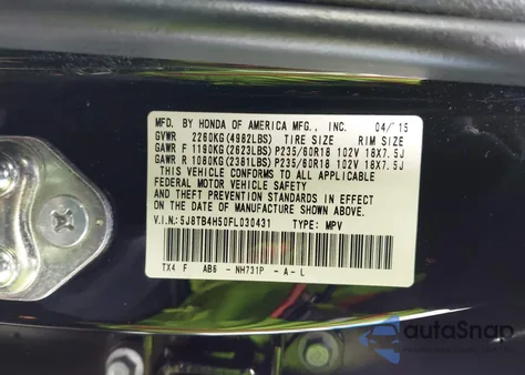 2015 Acura Rdx Technology from USA, damaged, VIN 5J8TB4H50FL030431